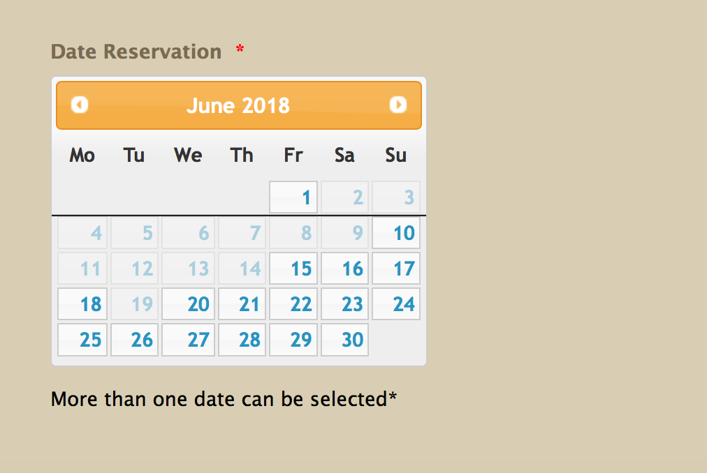 Calendar Than Can Select Multiple Dates